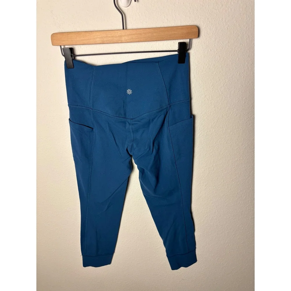 Athleta Salutation Stash II Ruch Craft 7/8 Leggings Teal Blue Small Petite 22in